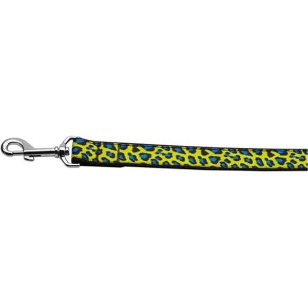 Unconditional Love 4 ft. Blue & Yellow Leopard Nylon Dog Leashes UN797031
